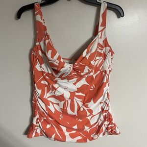 Anne Cole Twist Underwire Tankini Top Women's Floral Swimsuit Size 38DD / 40D